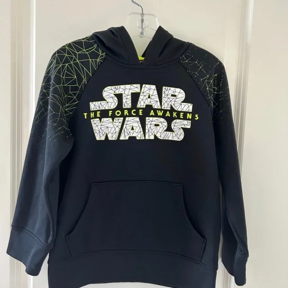 Star Wars The Force Awakens Boys Black/White/ Yellow Neon Hoodie Size 5 - Picture 2 of 7
